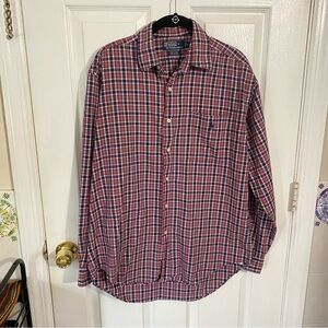 Polo Ralph Lauren Marlowe Red White Blue Plaid Button-Up Shirt Casual Pocket -M